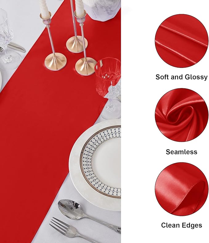 6Pack Table Runner 12 x 108 Inches Satin Silk Table Runner - Image 3