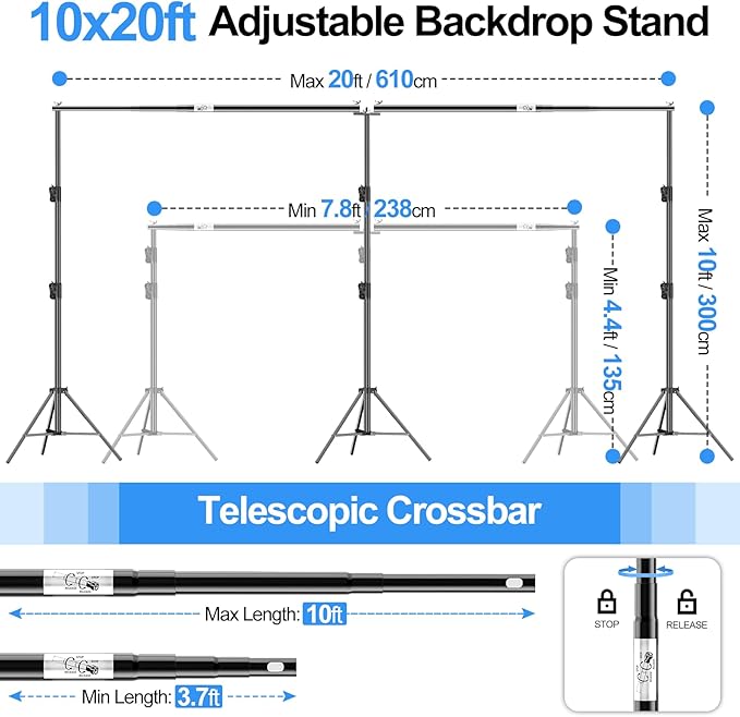 FUDESY 10x20ft Backdrop Stand Heavy Duty Adjustable Photography Background - Image 2