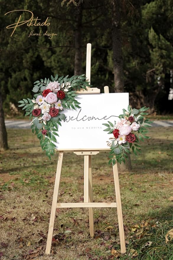 Faux Flower Swag Set of 2 for Wedding Welcome Signs Floral Swag Wedding - Image 3