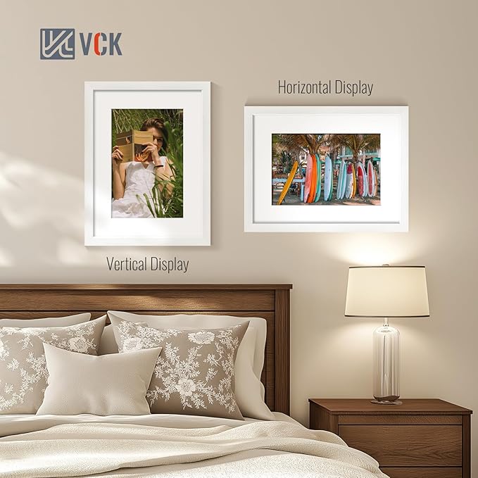 VCK 12x16 White Picture Frame set of 5, Textured Exclusive Wooden Photo Frames - Image 6