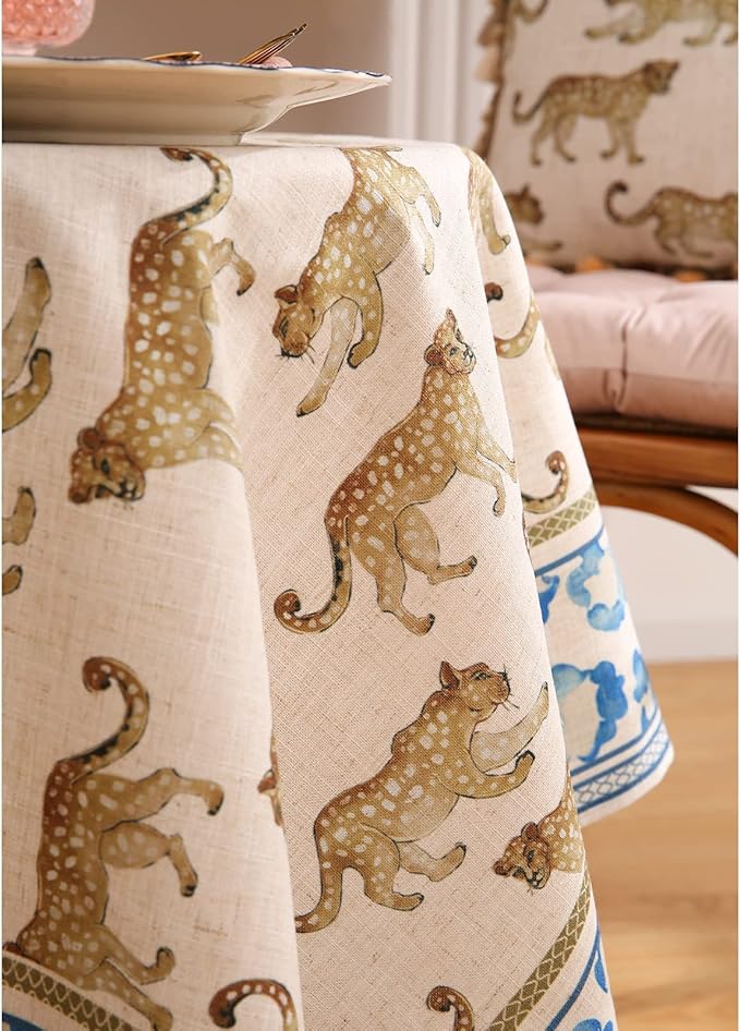 patdrea Designer Leopard Animal Linen Small Table Cloth - Image 9