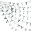 Silver Party Decorations Metallic Fabric Triangle Pennant Banner Silver Flag by pinkblume