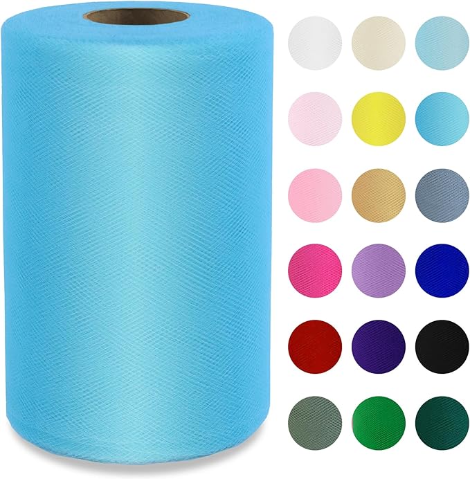Turquoise Tulle Fabric Roll 6”by 100 Yards Soft Tulle Spool by Grainear