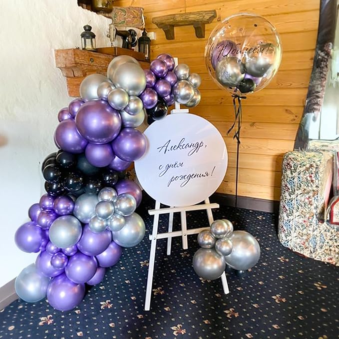 Purple and Black Balloons, 60 Packs 12 Inch Dark Purple Light Purple Black - Image 3