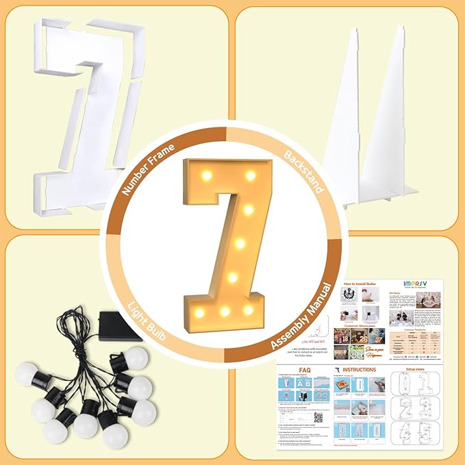 imprsv 3FT Marquee Numbers, Light Up Numbers - Image 4