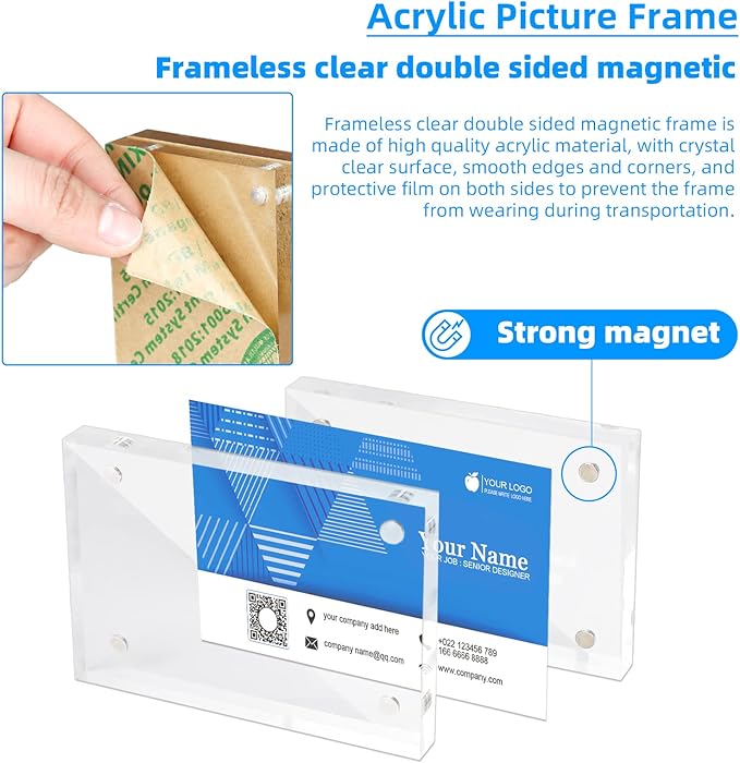 Small Acrylic Picture Frame 2.5x3.5 Clear Double Sided Magnetic Photo Frames - Image 3