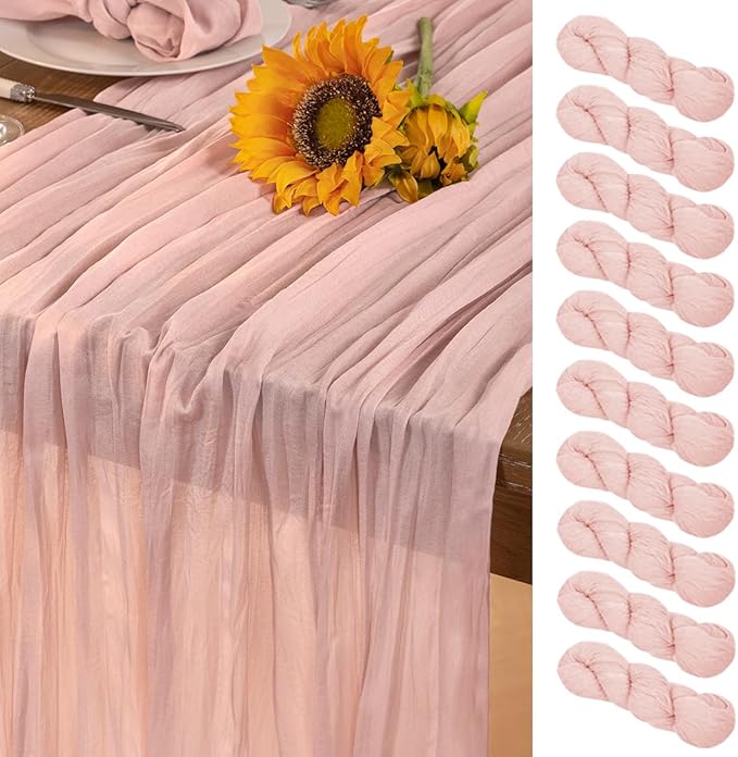 Pink Cheesecloth Table Runner 10 Pack Fall Table Runners Boho Gauze 120 Inches by DeZerlor