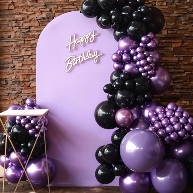 Purple and Black Balloons, 12 Inch Metallic Purple Dark Light Purple Black - Image 8