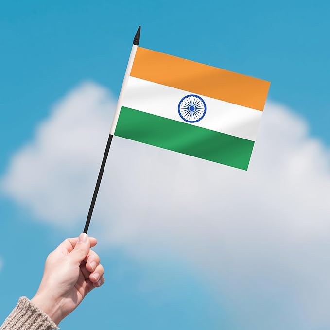 2 Pack India Desk Flag Set, Indian Desktop Small Miniature Table Office Flag - Image 7