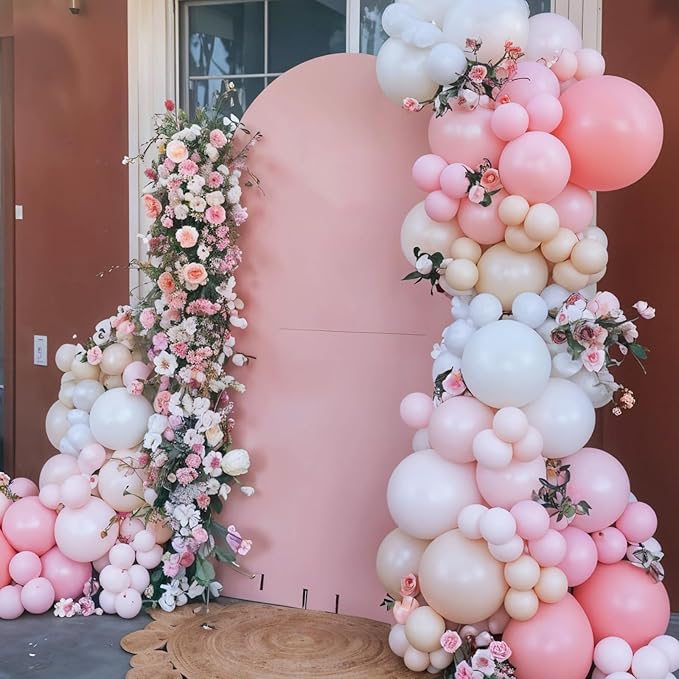 Light Pink Balloons, 12 Inch Pastel Macaron Pink and White Sand Nude Beige - Image 5