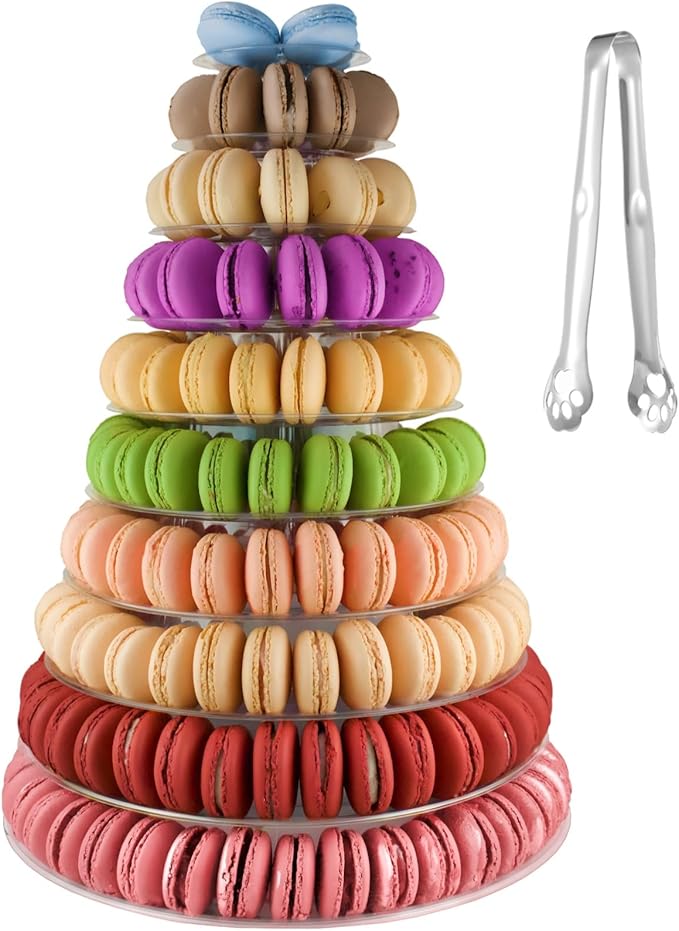 10-Tier Clear Macaron Display Stand, Plastic Macaron Tray Tower by OMISTAR