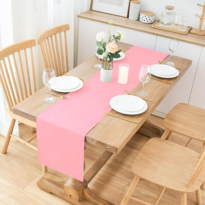2 Pack Pink Table Runner 12 x 60 Inch Solid Color Farmhouse Runners Coffee - Image 2