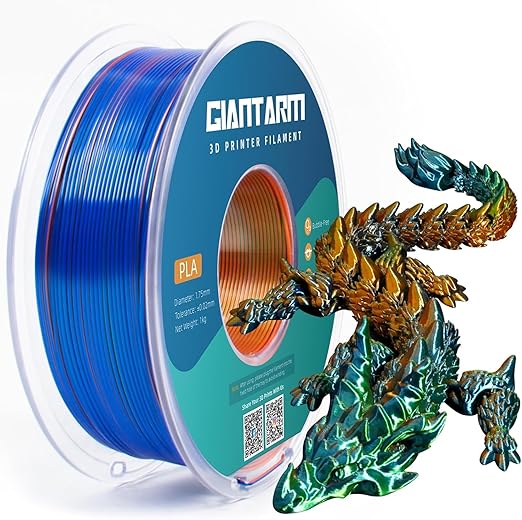 GIANTARM Tri-Colors Silk Pla Filament, 3D Printer Filament 1.75mm +/-0.02mm by GIANTARM