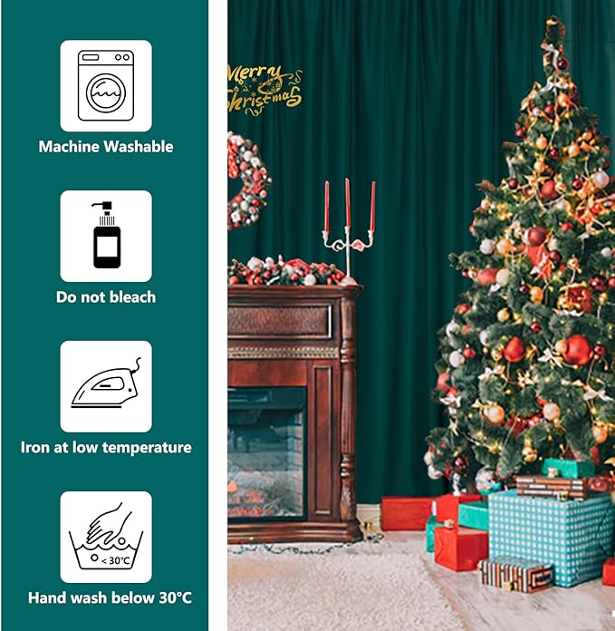 MYSKY HOME 10ft x 10ft Curtains Hunter Green Backdrop Curtains - Image 7