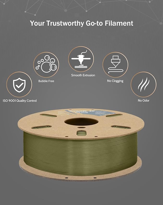 DURAMIC 3D PLA+ Filament 1.75mm 1Kg Army Green, PLA Plus Filament 1Kg Spool - Image 3