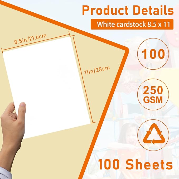 100 Sheets White Cardstock 8.5 x 11 Printer Paper, 92lb Heavyweight Crafting - Image 2