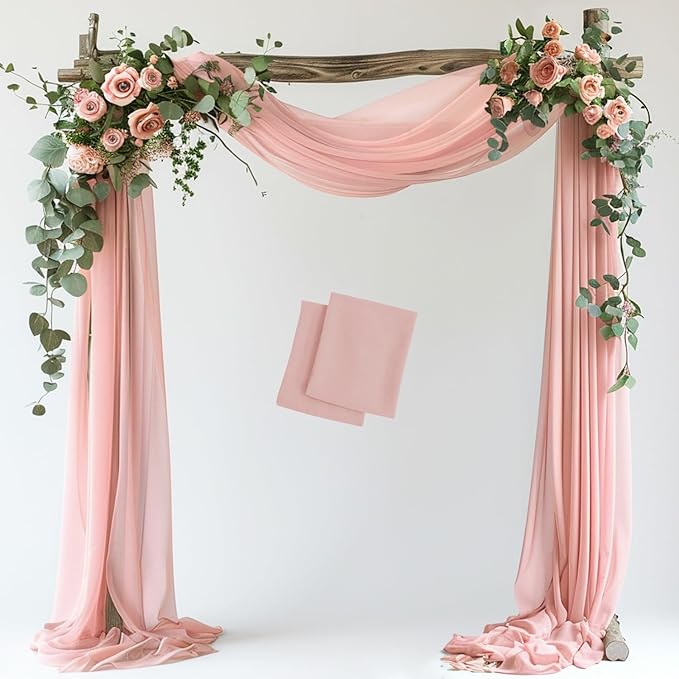 Wokceer Blush Wedding Arch Draping Fabric Backdrop 2 Panels 28.7" X 20FT Sheer by Wokceer
