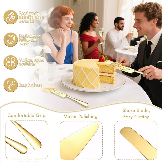 Custom Wedding Cake Knife and Server Set Personalized Cake Cutter - Image 7