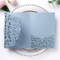 PONATIA 5.12 x 7.2 Dusty Blue Laser Cut Invitation Pocket by ponatia