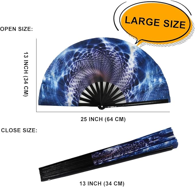 Amajiji Large Folding Hand Rave Fan Popping Fan - Image 2