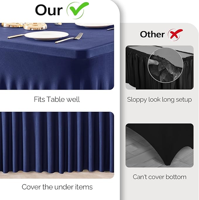 Wish Care 2 Pack Navy Blue Spandex Table Clothes - Image 3