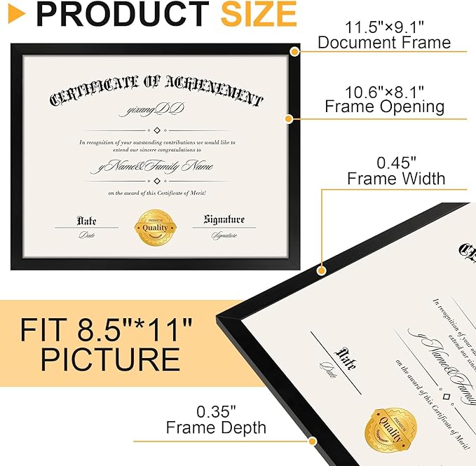 YixangDD 12 PACK Certificate Frames 8.5 x 11, Picture Frames - Image 3