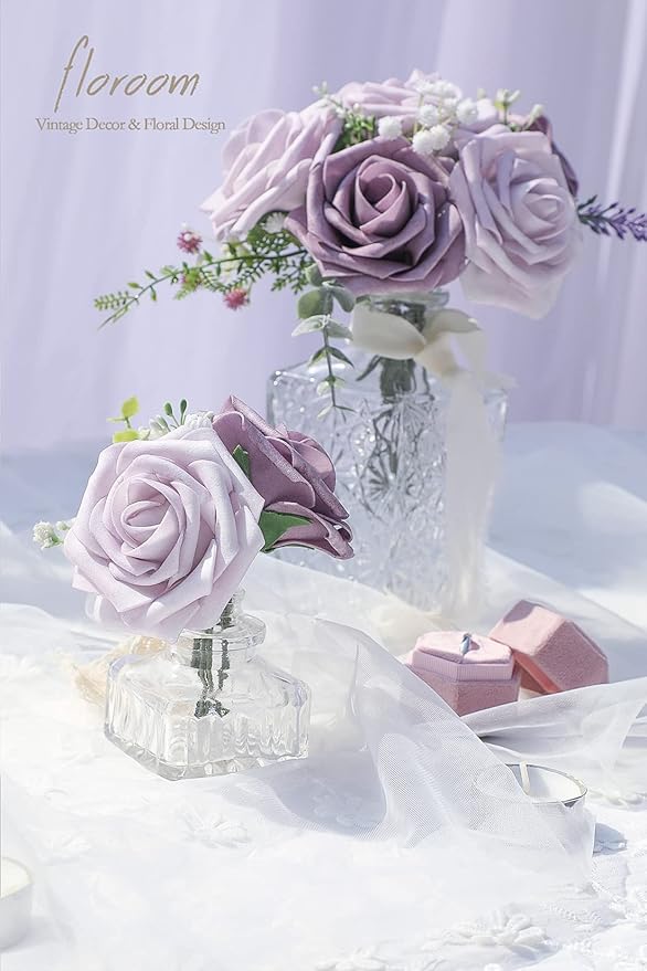 Floroom Artificial Flowers 25pcs Real Looking Lavender African Violet Purple - Image 4