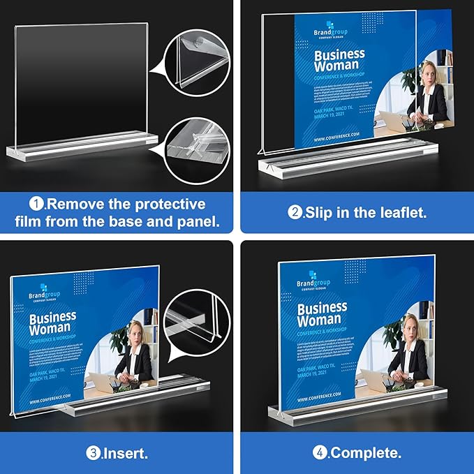 Acrylic Sign Holder 7x5, 6 Pack Clear Double Sided Table Menu Display Stand - Image 6
