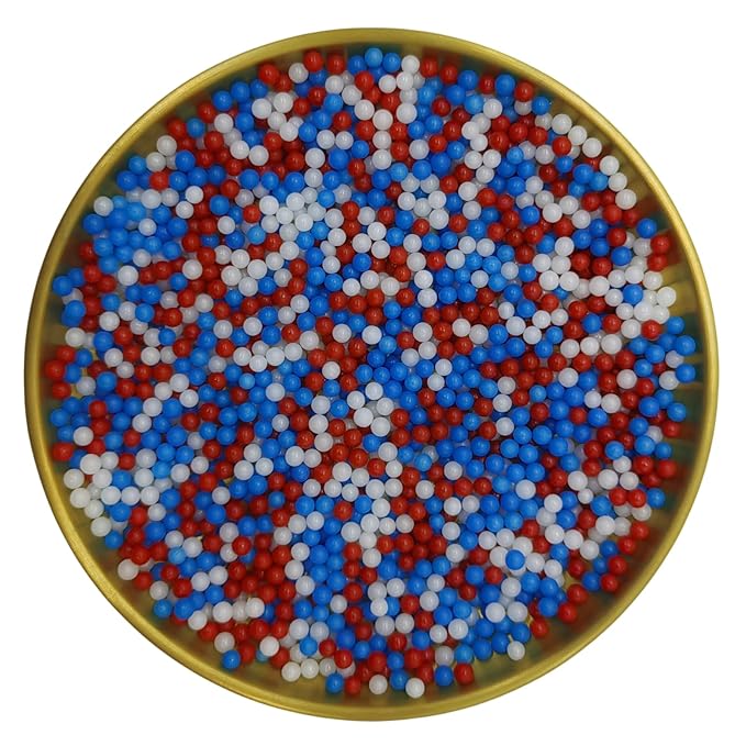 Edible Red & Blue & White Pearl Sugar Sprinkles Candy 4mm Mini Pearls Cake - Image 3