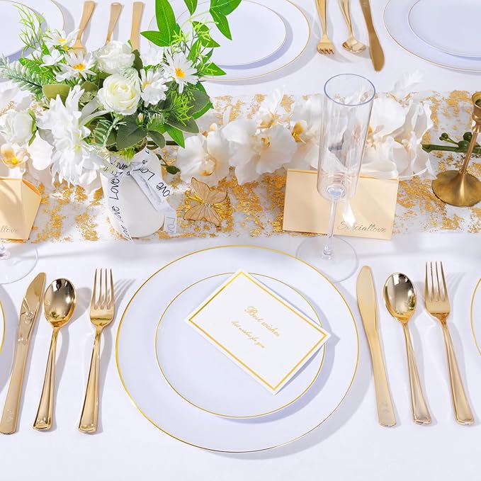 KIRE 200PCS Gold Plastic Plates - Image 6