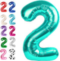 Big 40 Inch Teal Blue 2 Number Balloon Birthday Decoration, Teal Blue Number 2 by Upgesy