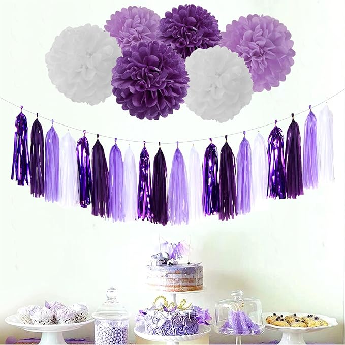 Purple White Lavender Party-Decorations Streamers - Image 7