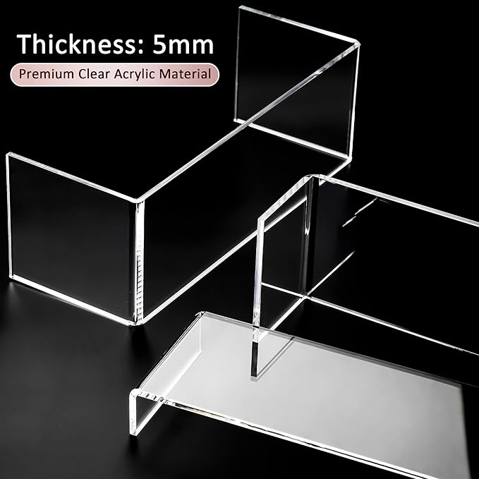 1 Set Large Acrylic Clear Display Risers, 3 Sizes 12" Rectangular Showcase - Image 2