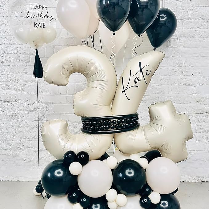 40 Inch Beige Numbers Balloons 3, Large Self Inflating Cream White Digit 3 - Image 4