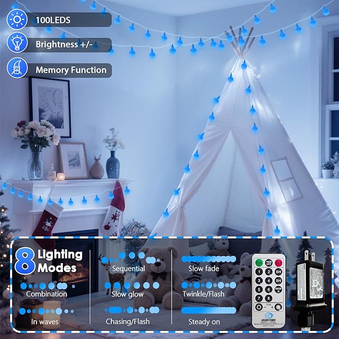 100LED Blue Connectable String Lights Indoor Outdoor - Image 4