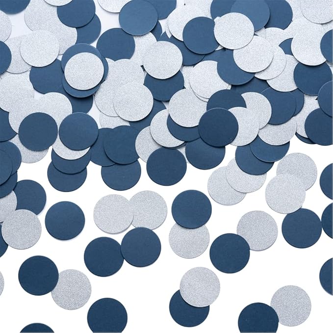 Silver and Blue Confetti Table Decoration by MOWO