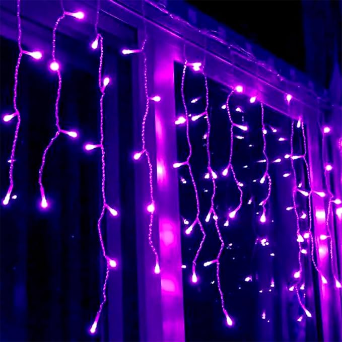 Purple String Lights, 33ft 100 LED 8 Modes Clear Wire Plug in Christmas Easter - Image 9