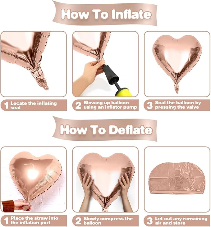 Rose Gold Heart Balloons - Image 3