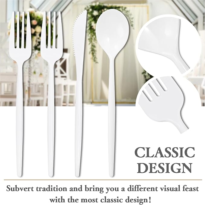 Supernal 180PCS White Plastic Silverware, Disposable Silverware Include 60 Forks - Image 5