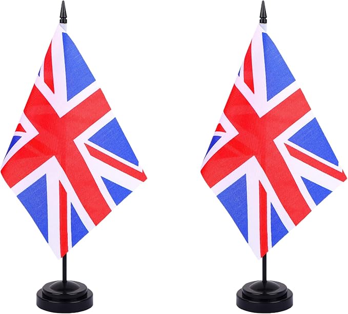 United Kingdom Desk Flag 12" Solid Pole Deluxe Set UK Flags Banner Mini Small by Unknown