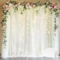 Fomcet Tulle Curtains with Lights String Ivory 20FT X 8FT Sheer Backdrop by Fomcet