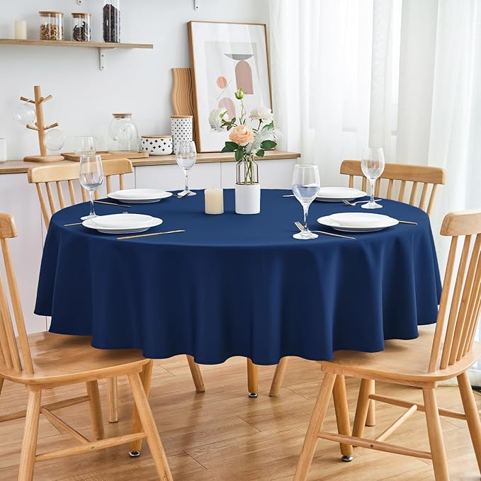 2 Pack Round Table Cloth 48 Inch Navy Tablecloth Washable Polyester Solid - Image 9