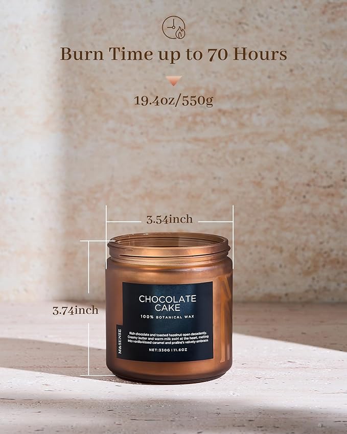 M&SENSE Chocolate Layer Cake Scent Candles, Large 11.6oz Natural Soy Wax 70 - Image 3