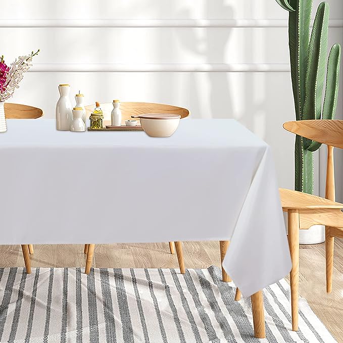 sancua 6 Pack White Tablecloth 60 x 102 Inch, Rectangle Table Cloth - Image 3