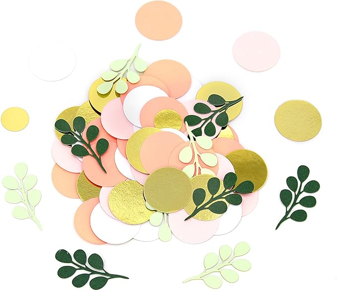 300PC Sage Green Gold Pink Round Dots Confetti - Image 7