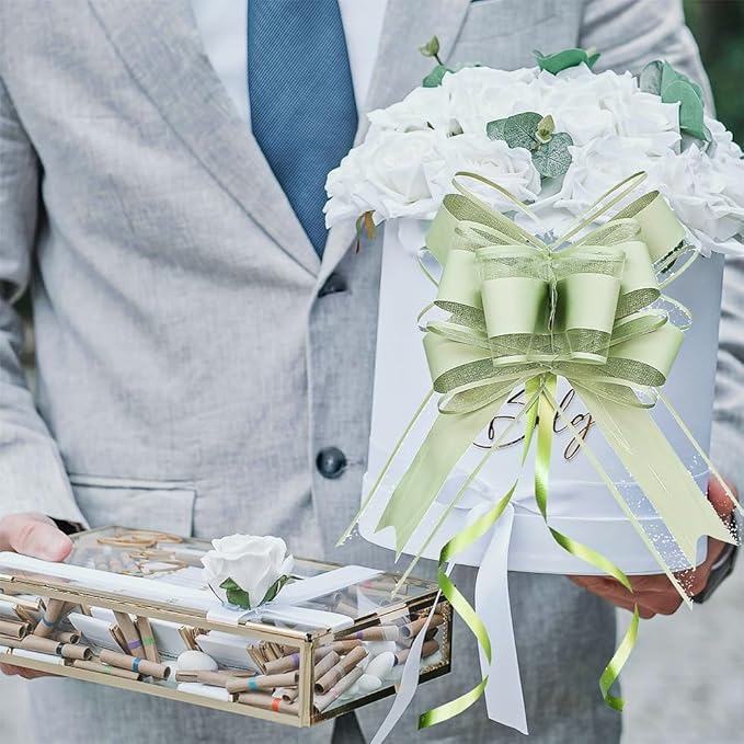 WEWILUCK Bows for Gift Wrapping, Sage Green Gift Bow for Presents, Gift Baskets - Image 2