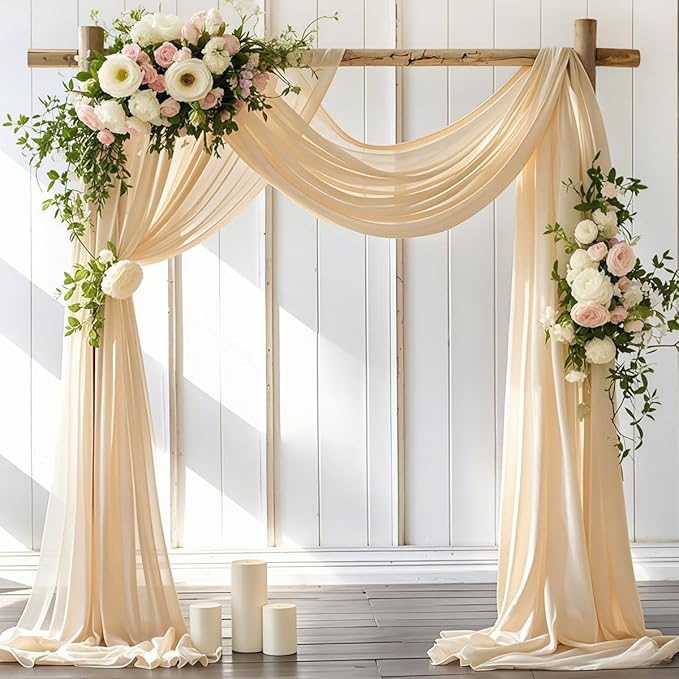 Wedding Arch Draping Fabric 1 Panel 30'' x 18FT Champagne Sheer Chiffon Arch by LINXTAR