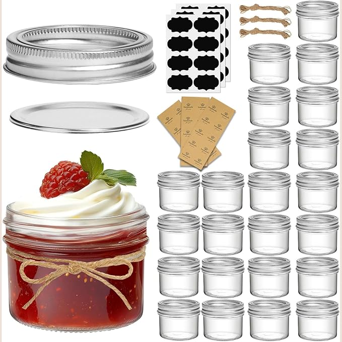 ComSaf Small Regular Mouth Mason Jars 4 oz, Small Canning Jars, 4 oz Glass Jar by ComSaf