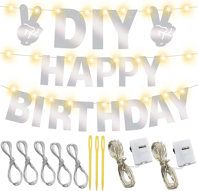 167Pcs DIY Glitter Customizable Banner Kit Happy Birthday Letters Banner Winter - Image 2