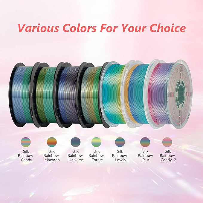 Kingroon Silk PLA Filament 1.75mm Rainbow Color Changing Filament 3D Printer - Image 3